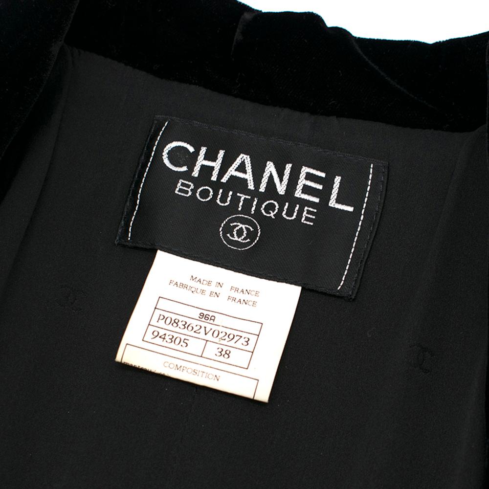 Chanel Black Velvet Runway Longline Coat W/ Jewelled Buttons SIZE S 1