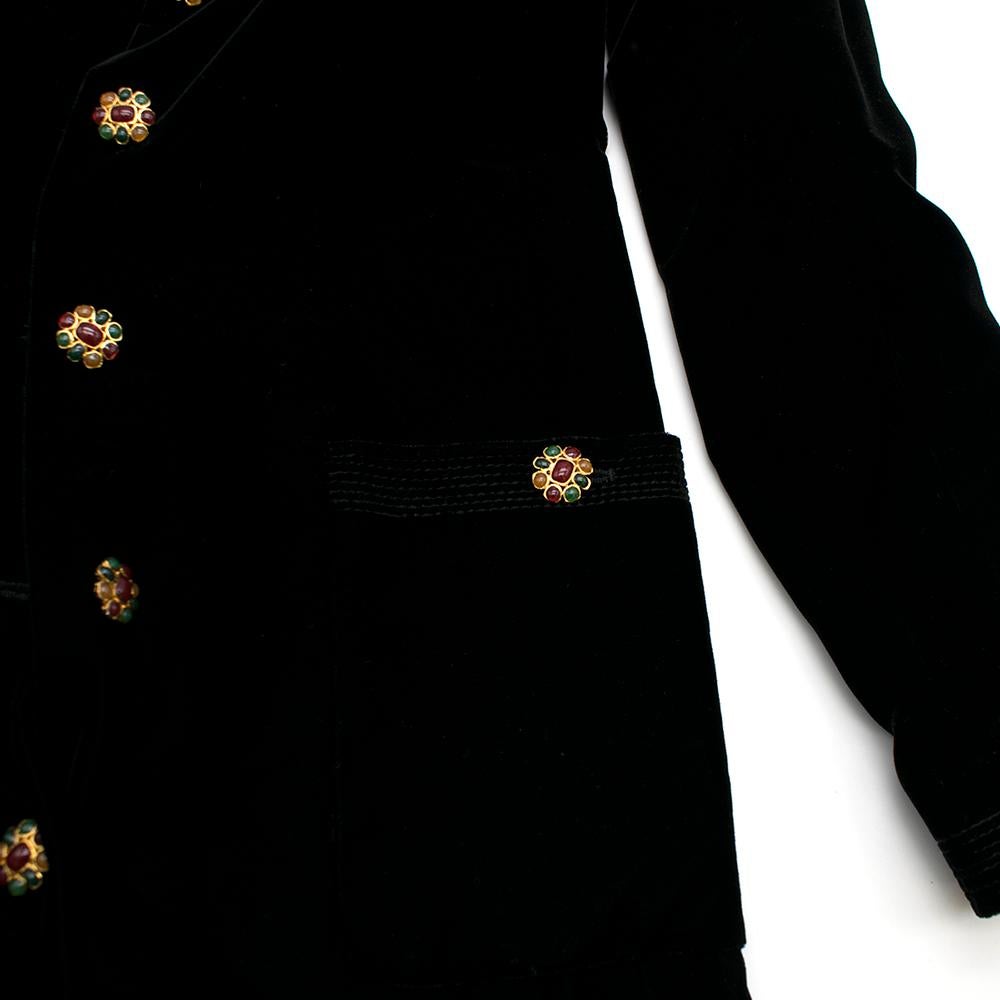 Chanel Black Velvet Runway Longline Coat W/ Jewelled Buttons SIZE S 5