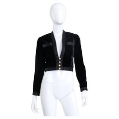 Chanel Black Velvet & Satin Trim Crop Jacket (US 2-4)
