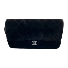Chanel Black Velvet Shoulder Flap Backpack Vintage Silver HW, 1996