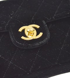 Chanel Black Velvet Top Handle Satchel Kelly Style Mini Party Evening Bag
