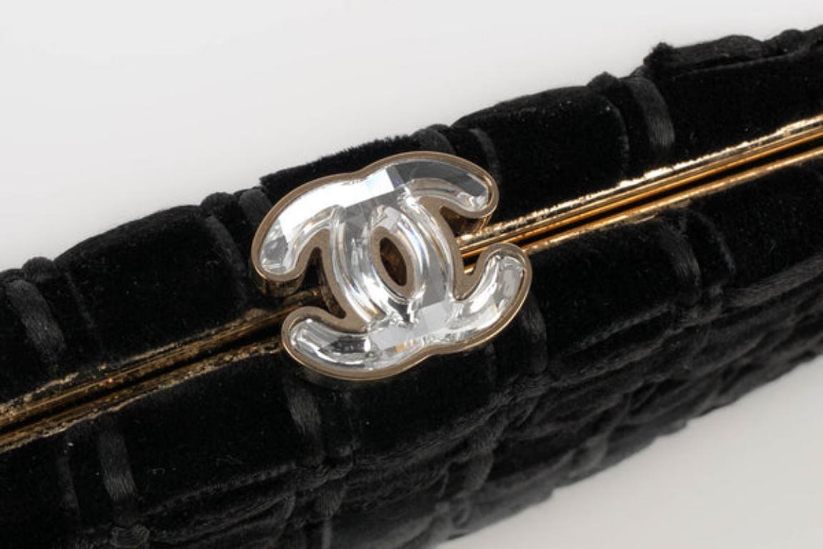 Women's Chanel Black Velvet with Champagne Metal Evening Bag/Pouch, 2009/2010