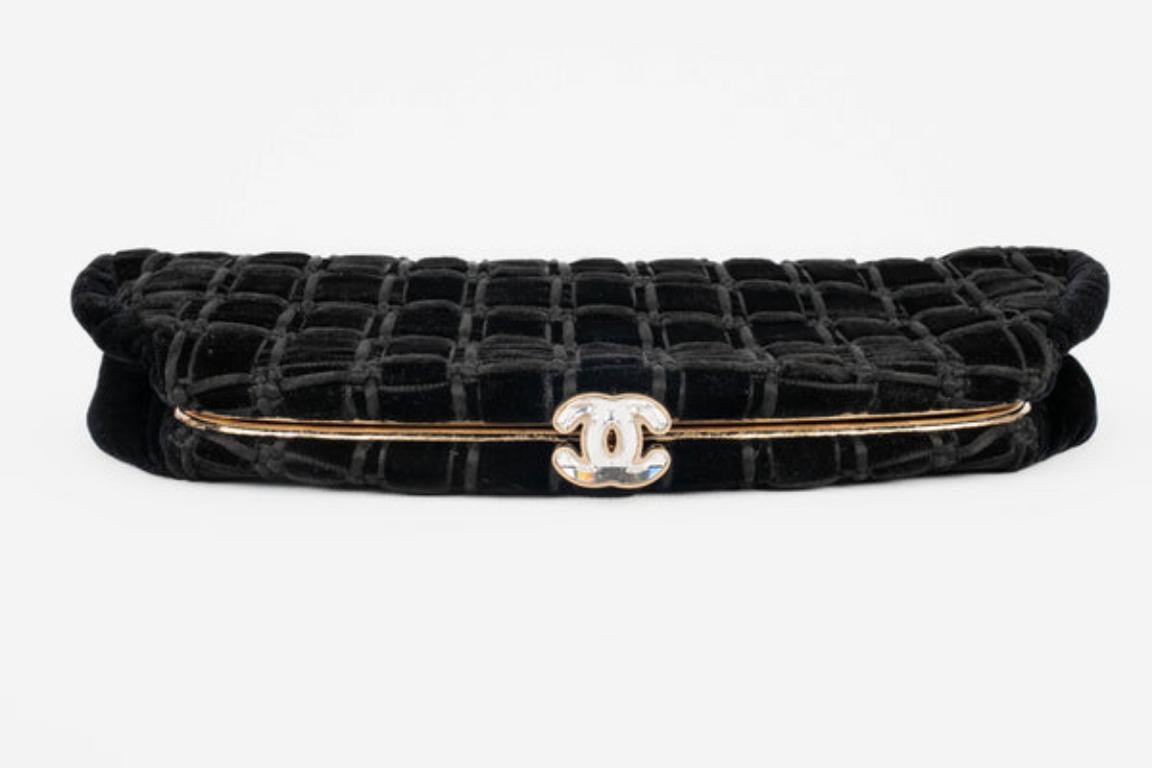 Chanel Black Velvet with Champagne Metal Evening Bag/Pouch, 2009/2010 1