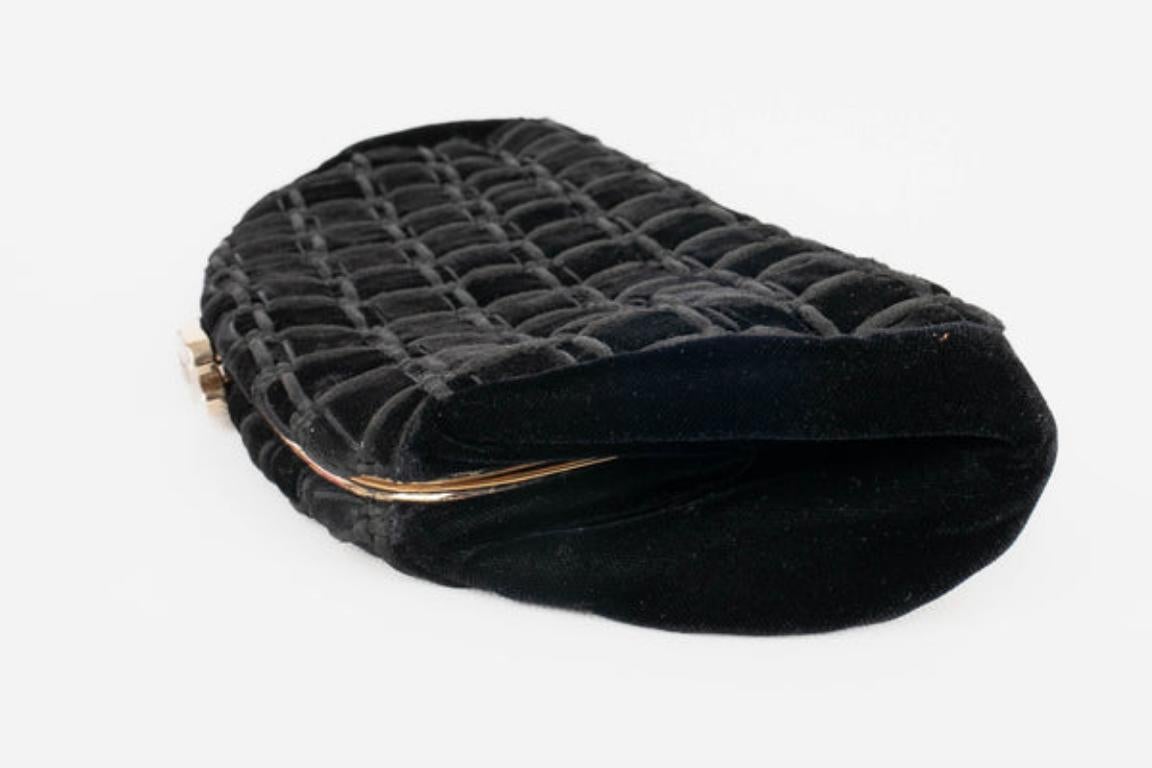 Chanel Black Velvet with Champagne Metal Evening Bag/Pouch, 2009/2010 2