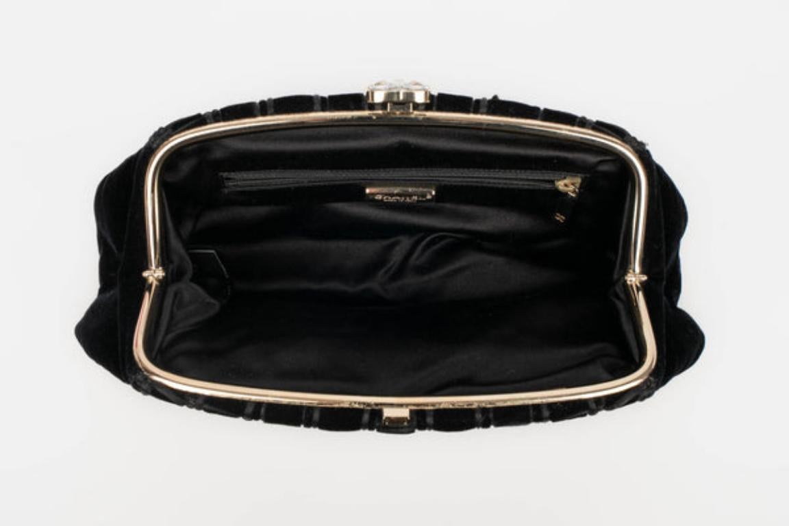 Chanel Black Velvet with Champagne Metal Evening Bag/Pouch, 2009/2010 4