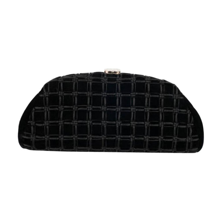 Chanel Black Velvet with Champagne Metal Evening Bag/Pouch, 2009/2010