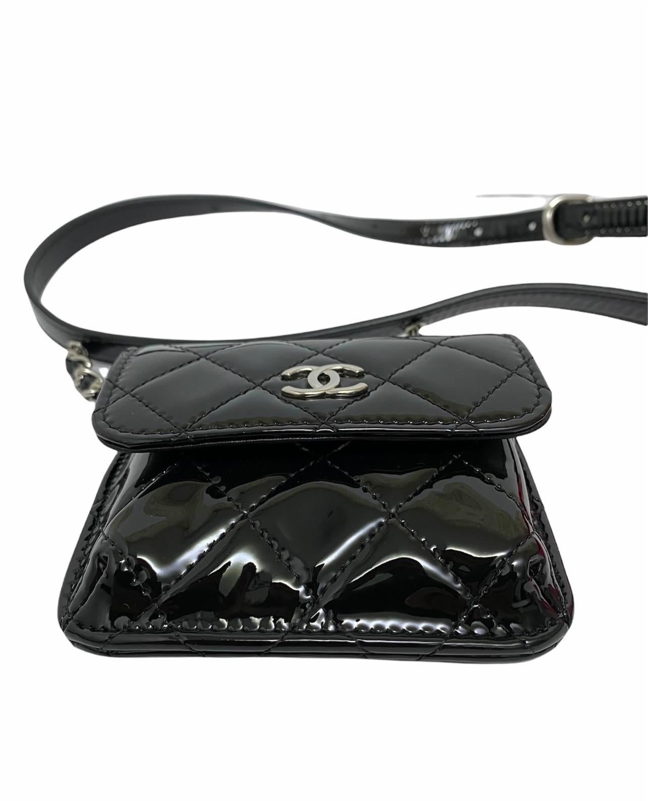 Chanel Belt With Pocket Black Patent Leather  1