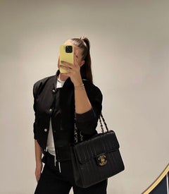 Chanel Black Vertical Quilted Caviar Leather Vintage Jumbo XL Classic Flap Bag