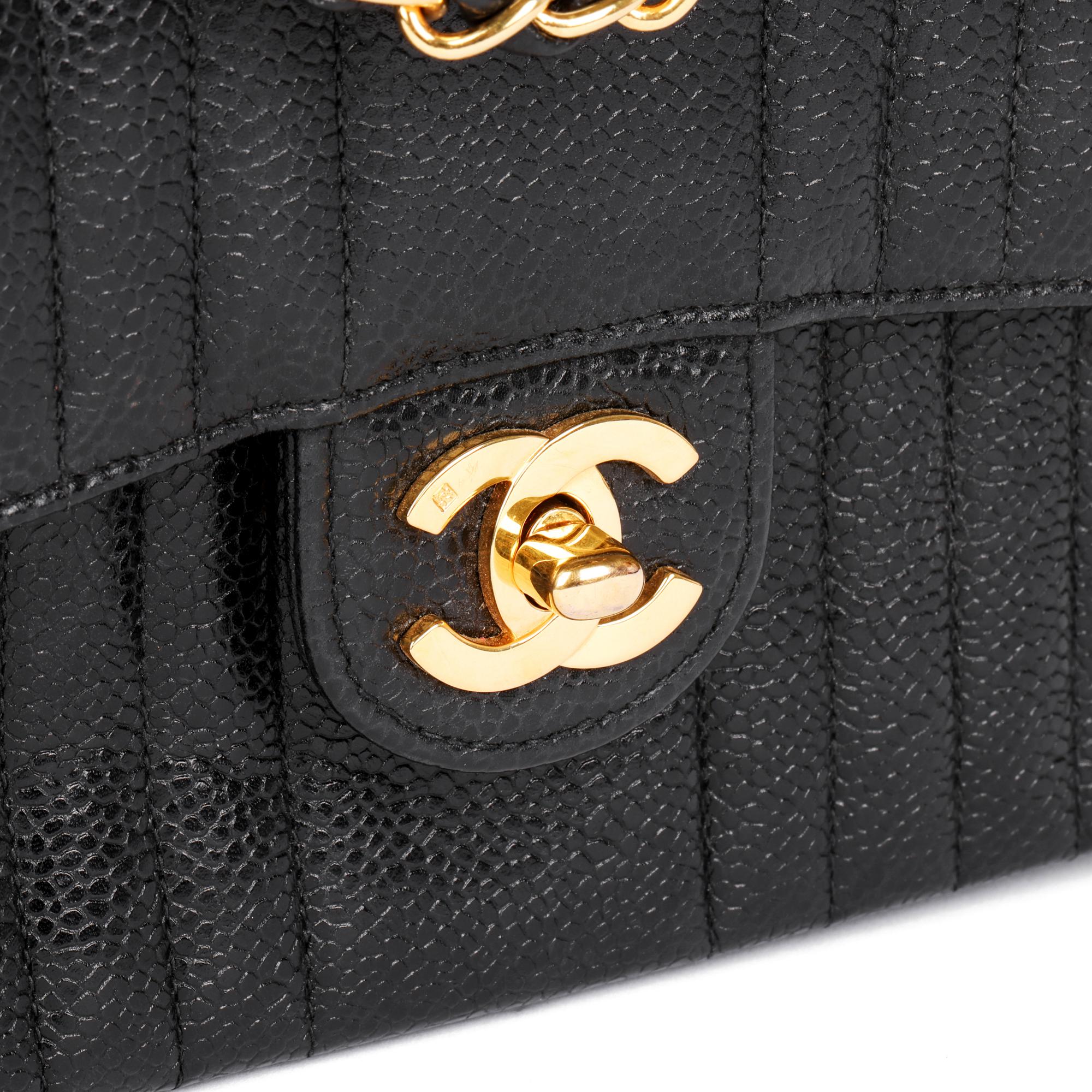 CHANEL Black Vertical Quilted Caviar Leather Vintage Square Mini Flap Bag 3
