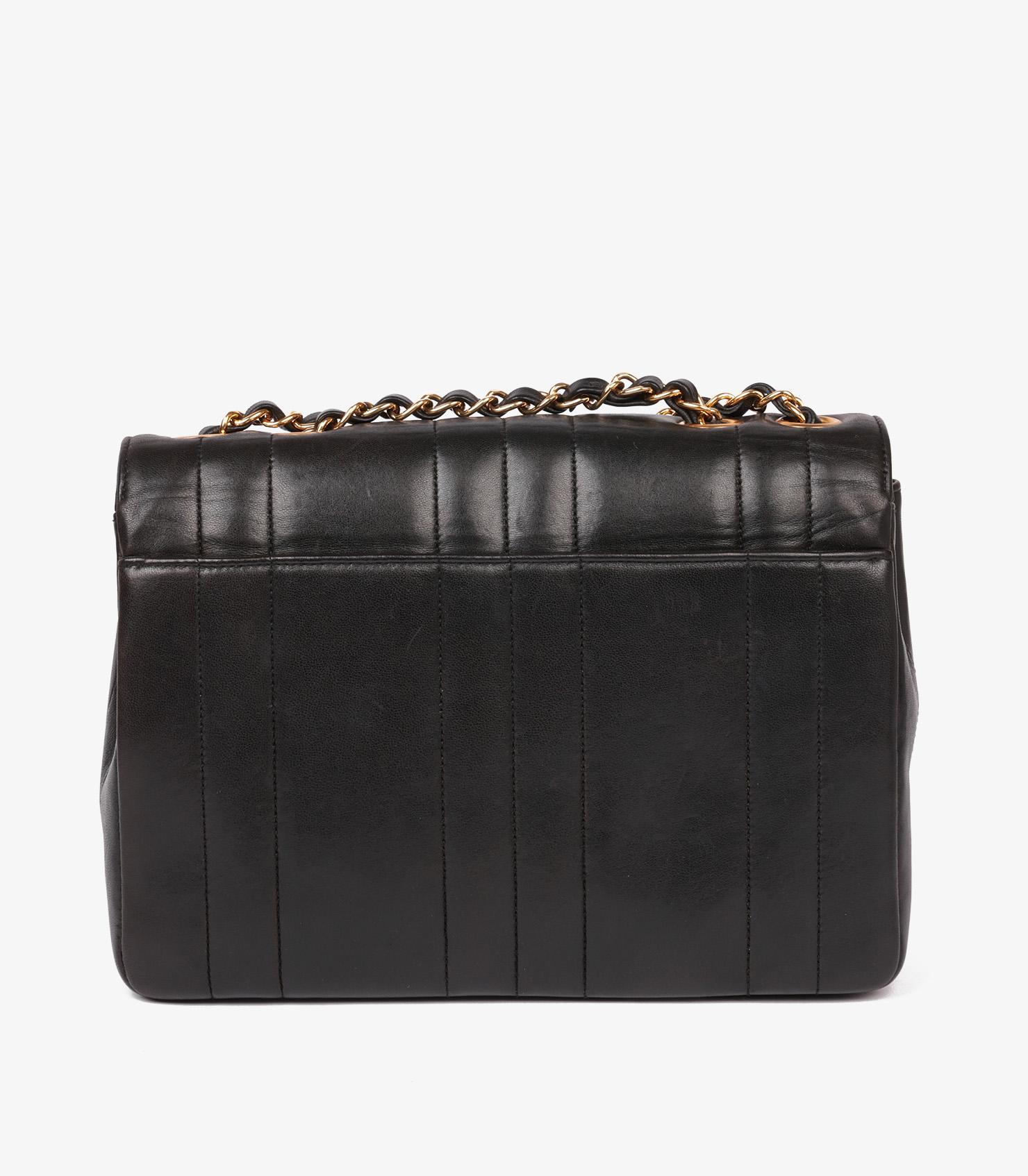 Chanel Black Vertical Quilted Lambskin Leather Small Classic Single Flap Bag For Sale 2