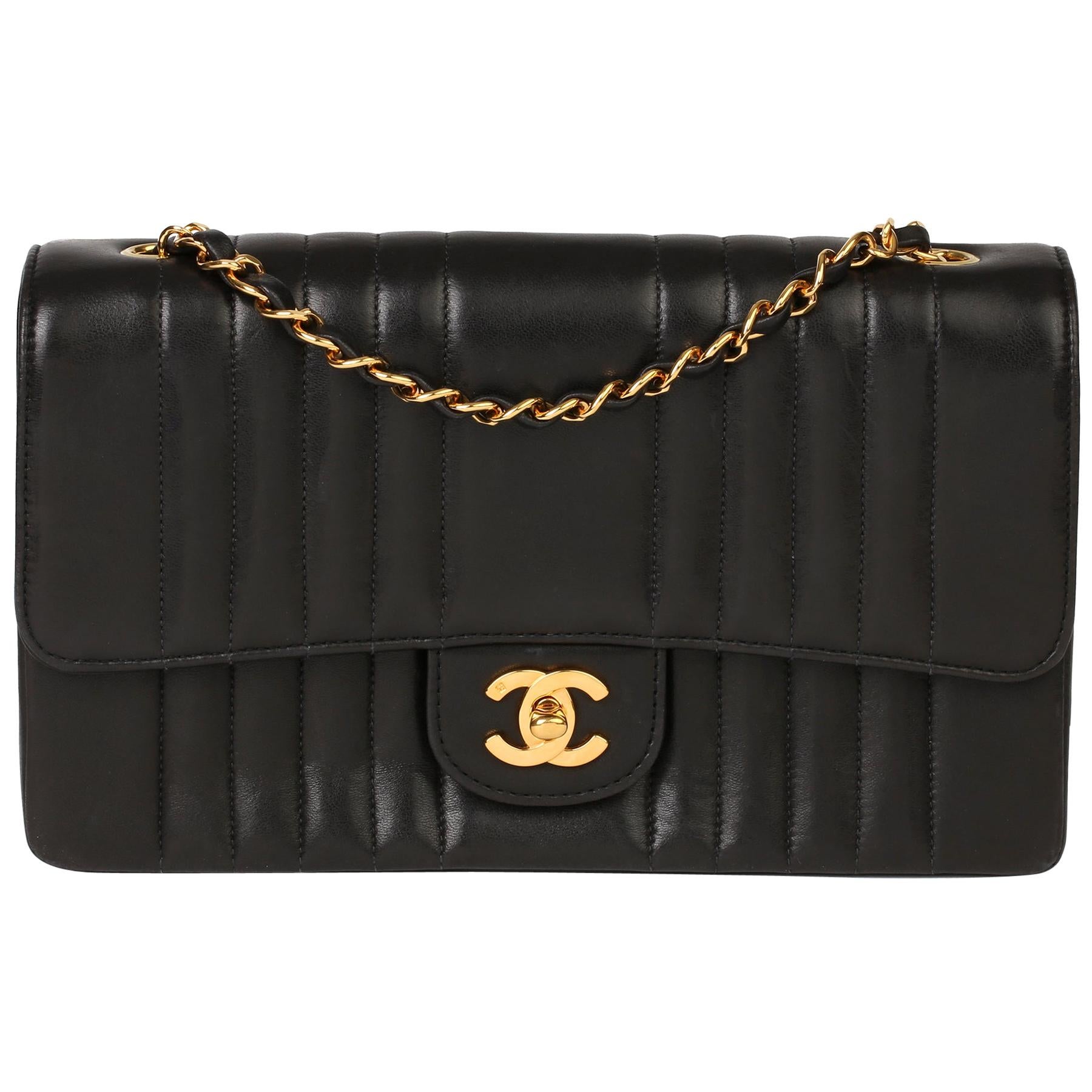Chanel Black Vertical Quilted Lambskin Vintage Classic Single Flap Bag at  1stDibs  chanel vertical flap bag, chanel vertical quilted bag, chanel  vertical quilted flap bag