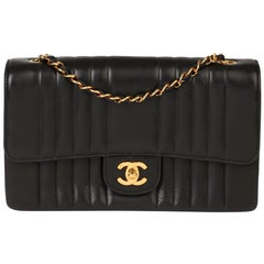 Chanel Black Vertical Quilted Lambskin Vintage Classic Single Flap Bag