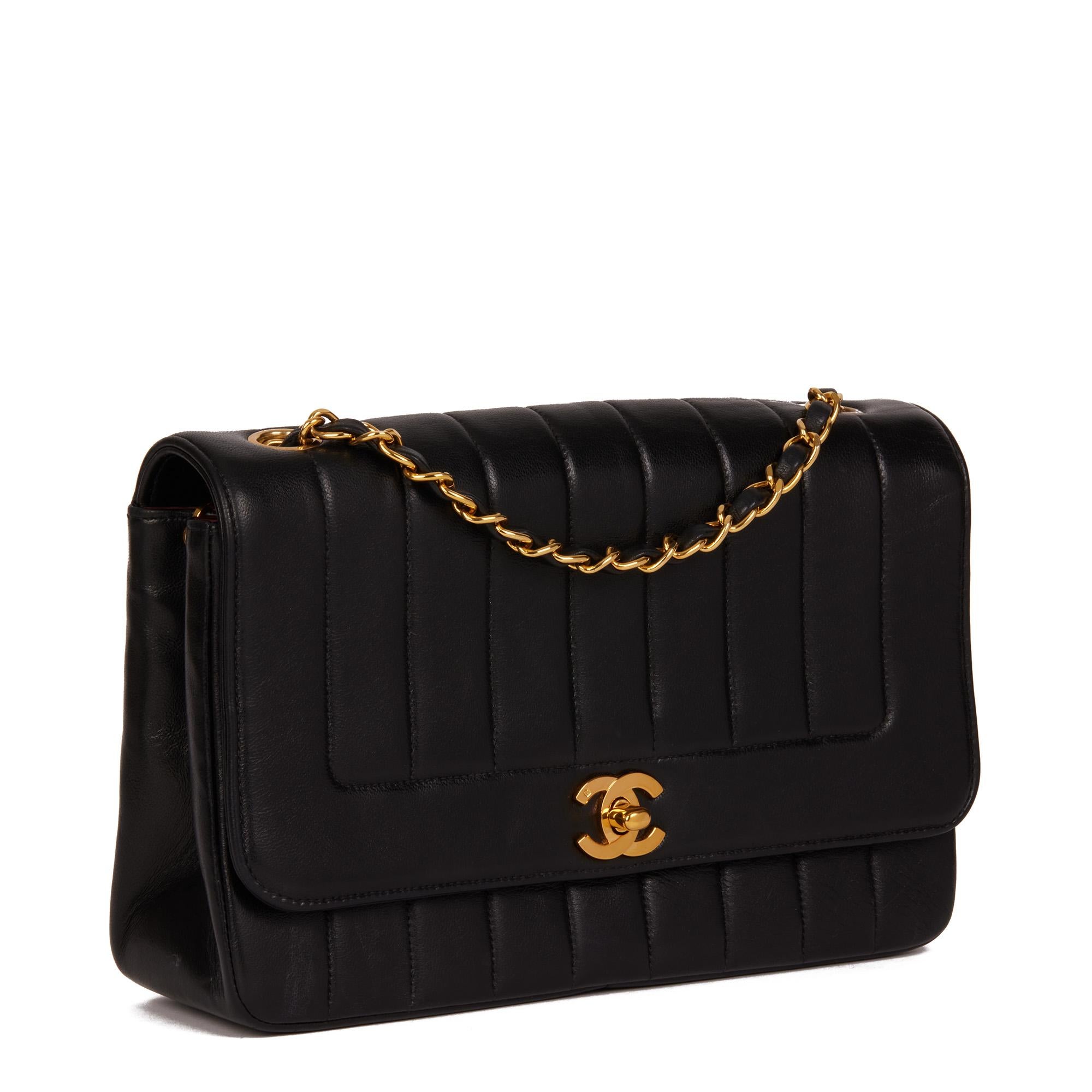 CHANEL
Black Vertical Quilted Lambskin Vintage Medium Classic Single Flap Bag

Serial Number: 2273038
Age (Circa): 1993
Accompanied By: Chanel Dust Bag, Authenticity Card
Authenticity Details: Authenticity Card, Serial Sticker (Made in France)