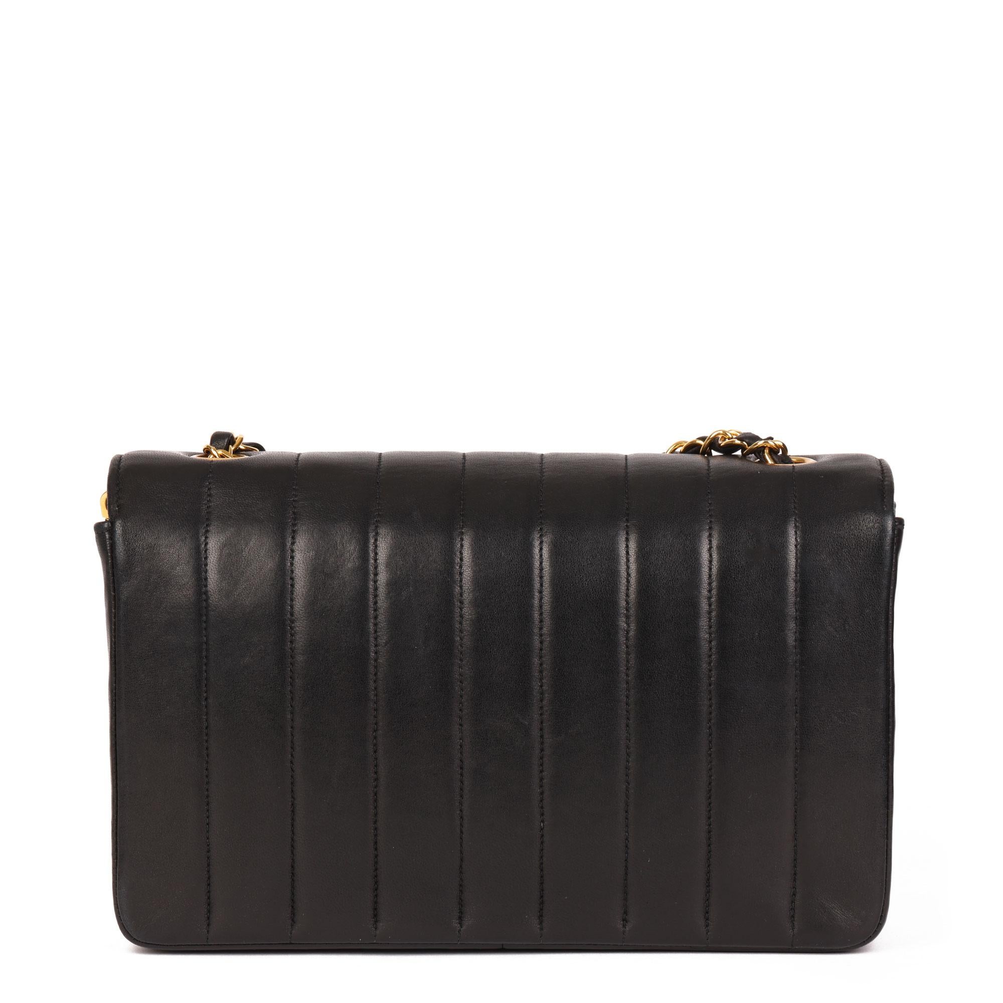 Chanel Black Vertical Quilted Lambskin Vintage Small Classic Single Flap Bag 6