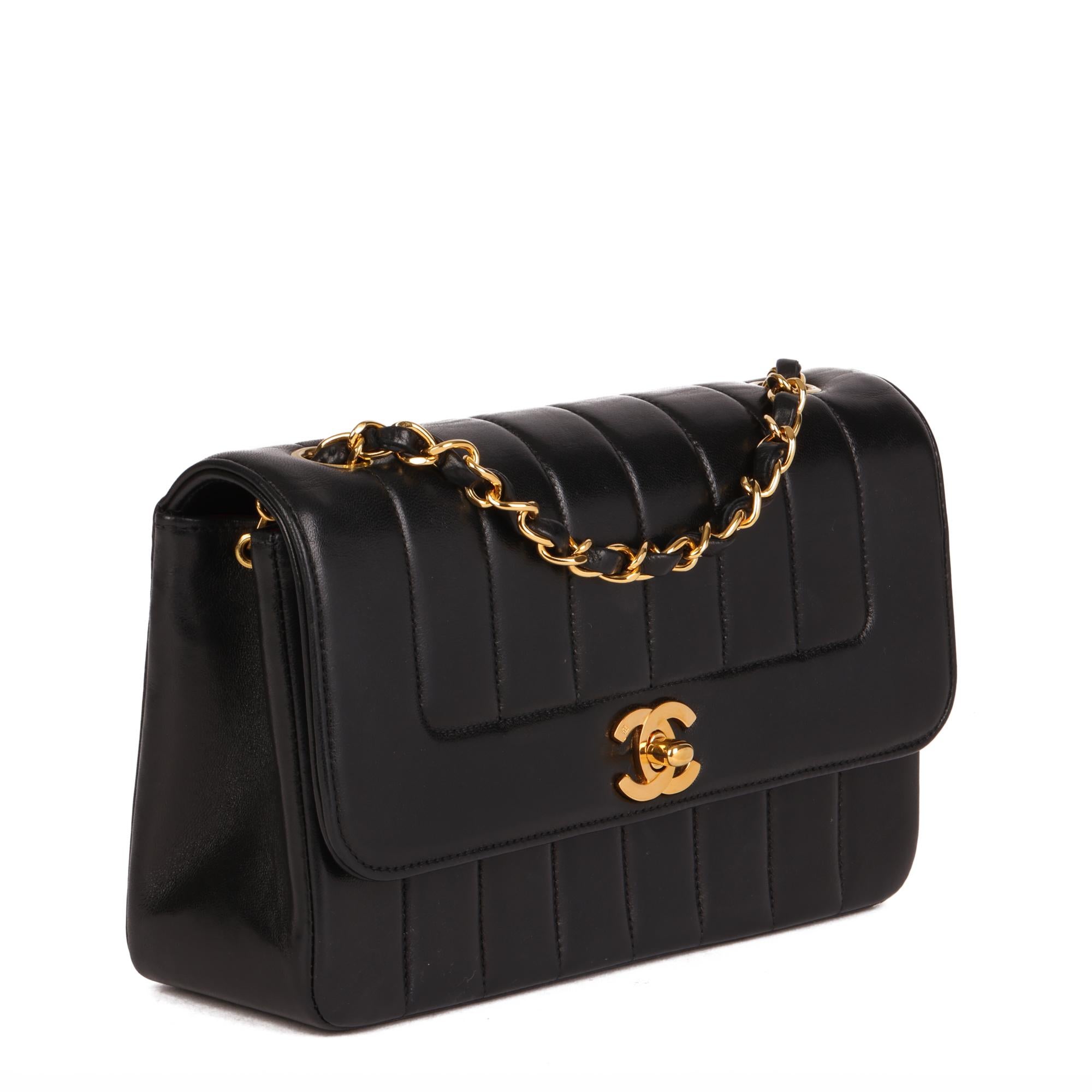 CHANEL
Black Vertical Quilted Lambskin Vintage Small Classic Single Flap Bag

Xupes Reference: HB4258
Serial Number: 2279134
Age (Circa): 1993
Accompanied By: Chanel Dust Bag, Authenticity Card 
Authenticity Details: Authenticity Card, Serial