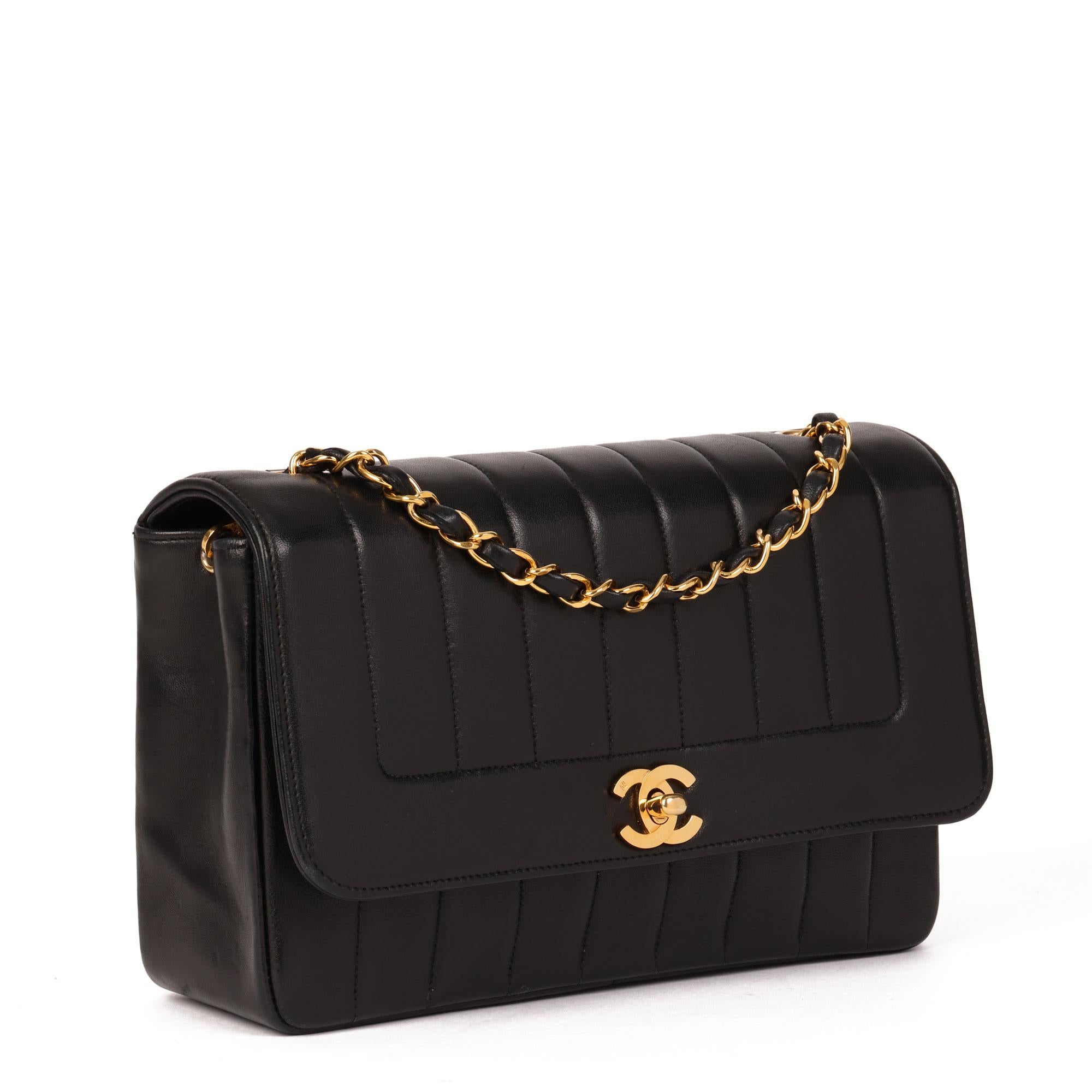 Chanel Black Vertical Quilted Lambskin Vintage Small Classic Single Flap Bag 3