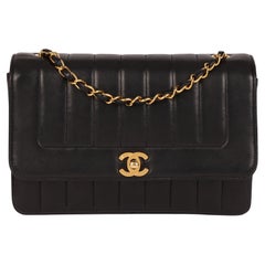 Chanel Black Vertical Quilted Lambskin Vintage Small Classic Single Flap Bag