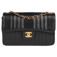 CHANEL Black Vertical Quilted Lambskin Retro Small Classic Single Flap Bag