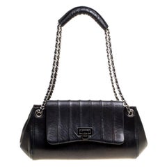 Chanel Black Vertical Quilted Leather Accordion Flap Bag