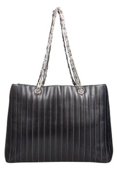 Chanel Black Vertical Quilted Leather Large Mademoiselle Tote