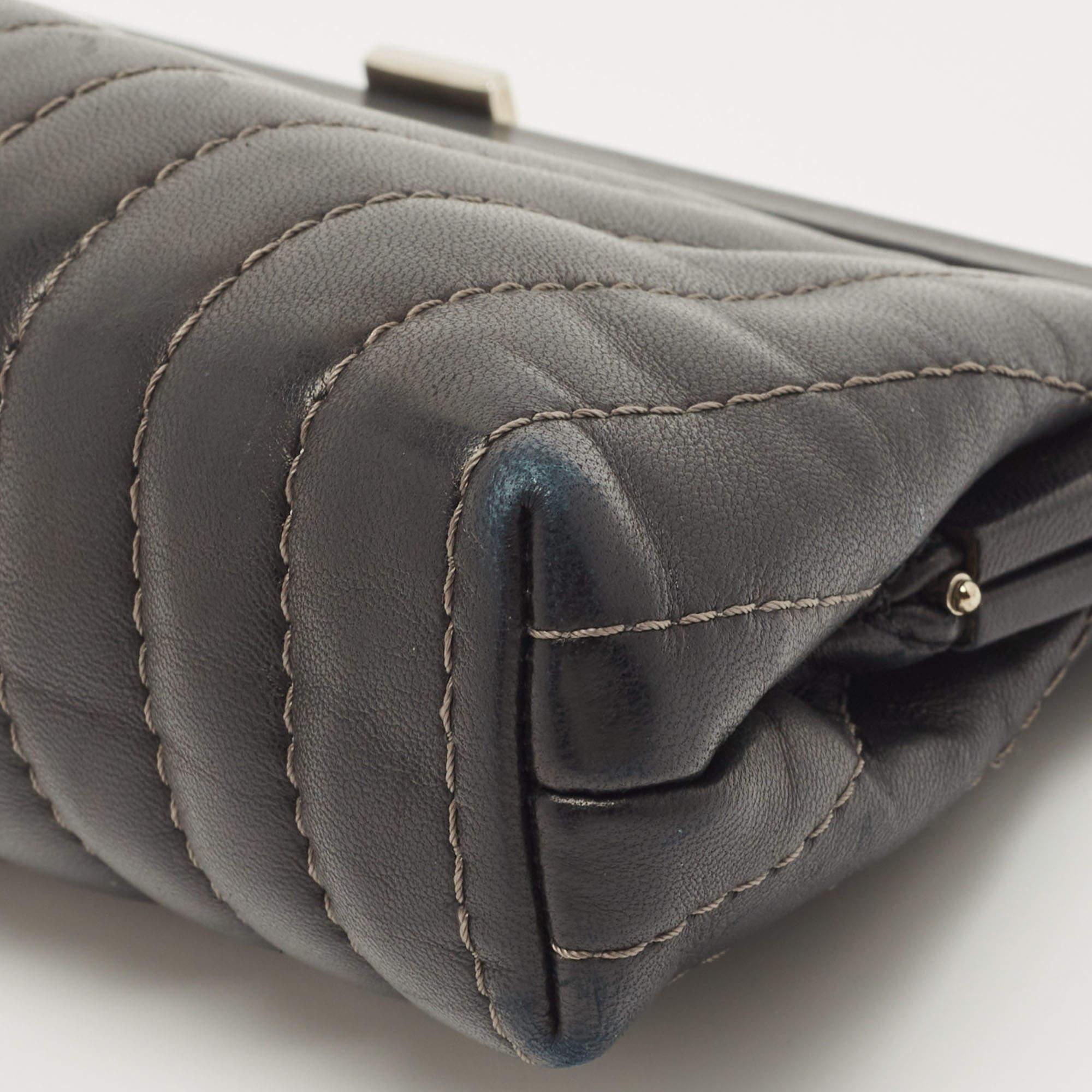 Chanel Black Vertical Stitch Leather Vintage Clutch For Sale 9