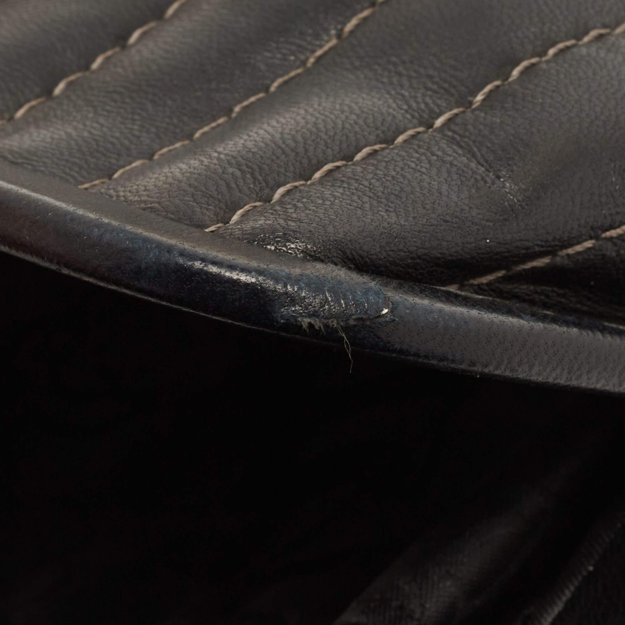 Chanel Black Vertical Stitch Leather Vintage Clutch For Sale 3