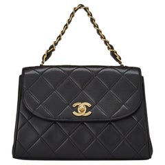 Chanel Black Vintage 90's Quilted Lambskin Tote Bag