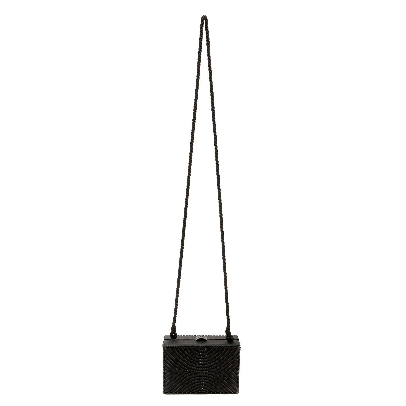 Women's Chanel Black Vintage Beaded Mini Box Evening Bag  For Sale