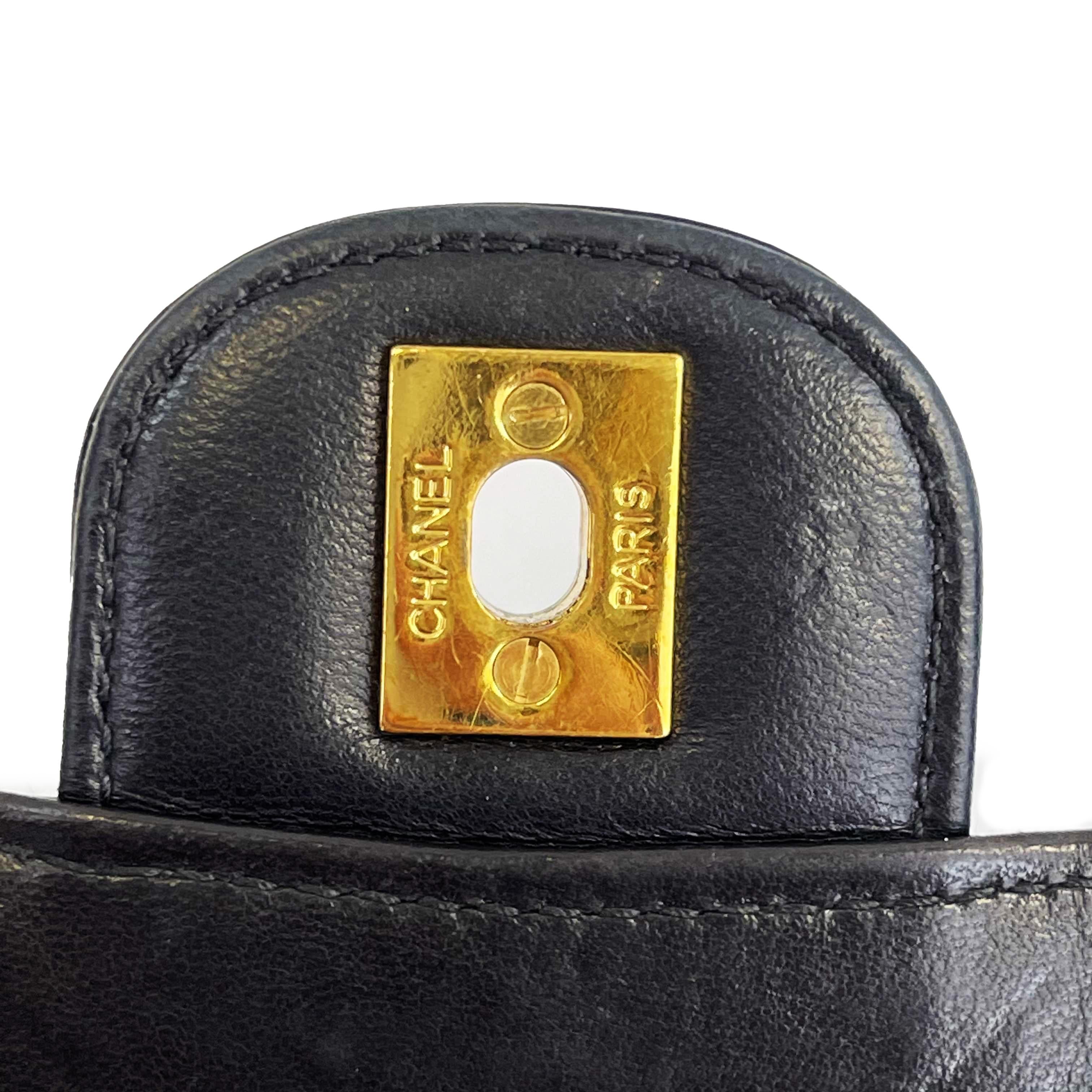 Chanel - Black Vintage CC Turnlock - Patent Quilted Flap - Gold Hardware Handbag 1