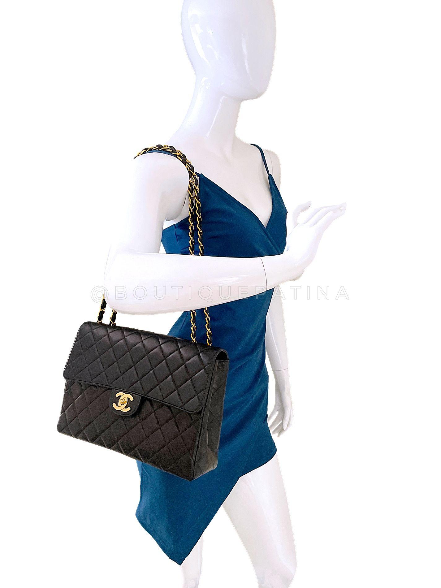Chanel Black Vintage Jumbo Classic Flap Bag 24k GHW Lambskin 68100 11