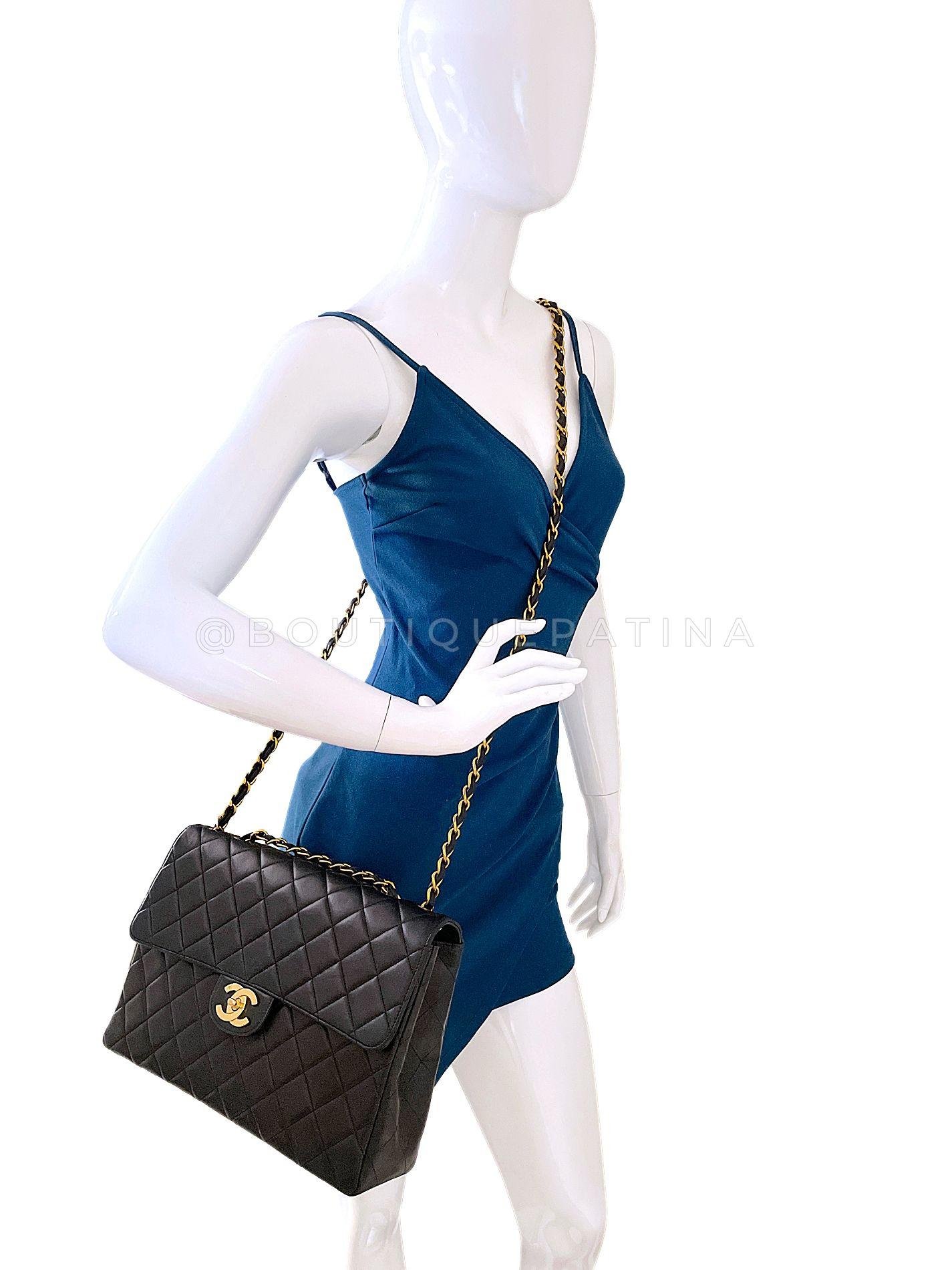 Chanel Black Vintage Jumbo Classic Flap Bag 24k GHW Lambskin 68100 12