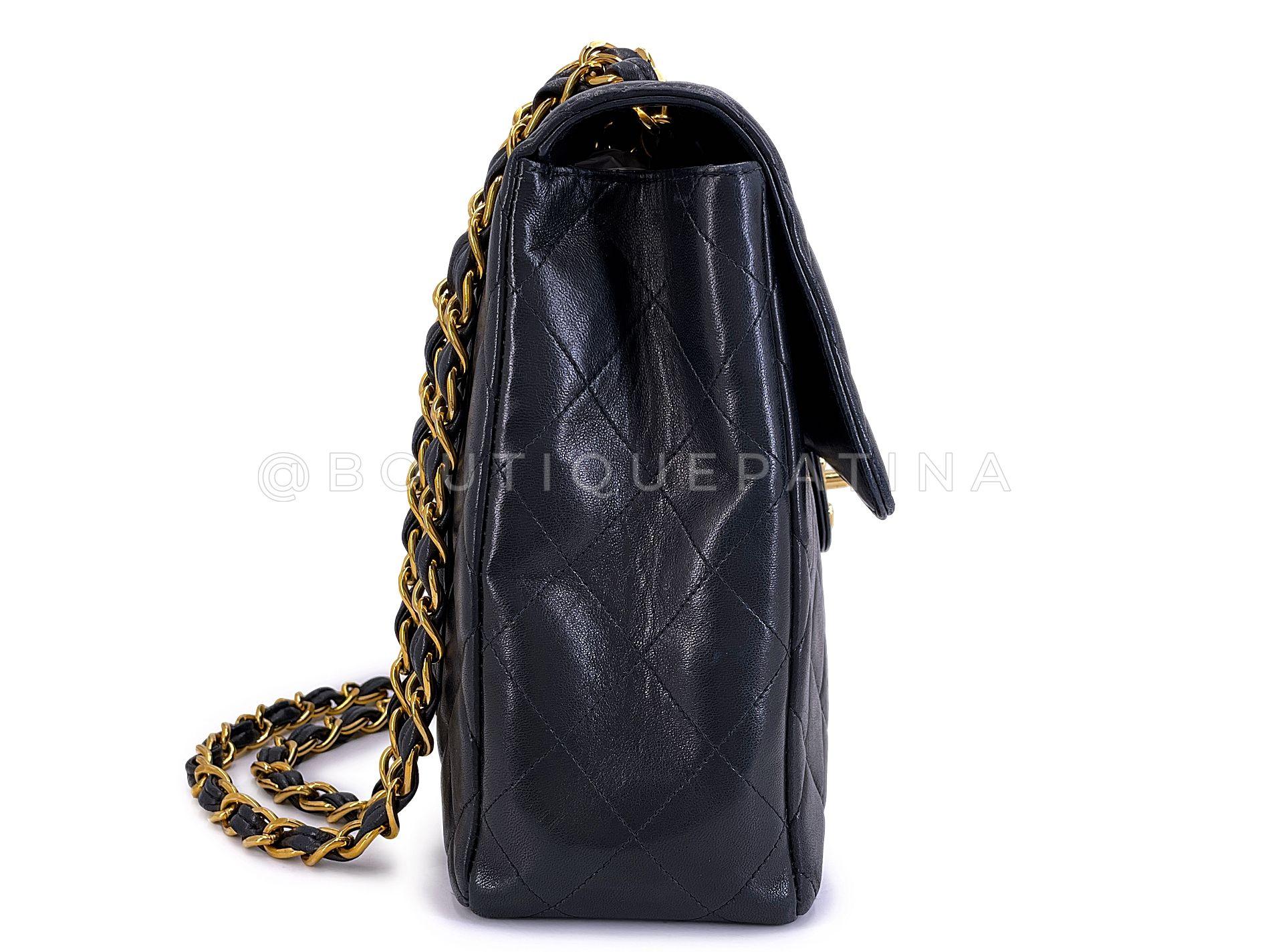 Women's Chanel Black Vintage Jumbo Classic Flap Bag 24k GHW Lambskin 68100