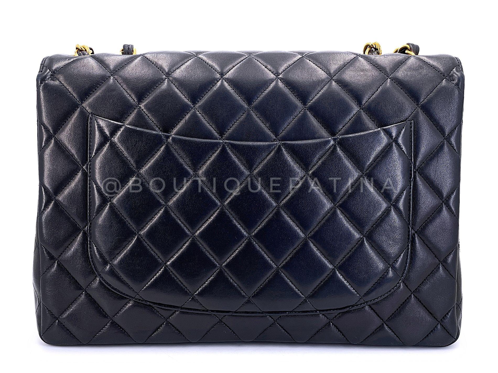 Chanel Black Vintage Jumbo Classic Flap Bag 24k GHW Lambskin 68100 1
