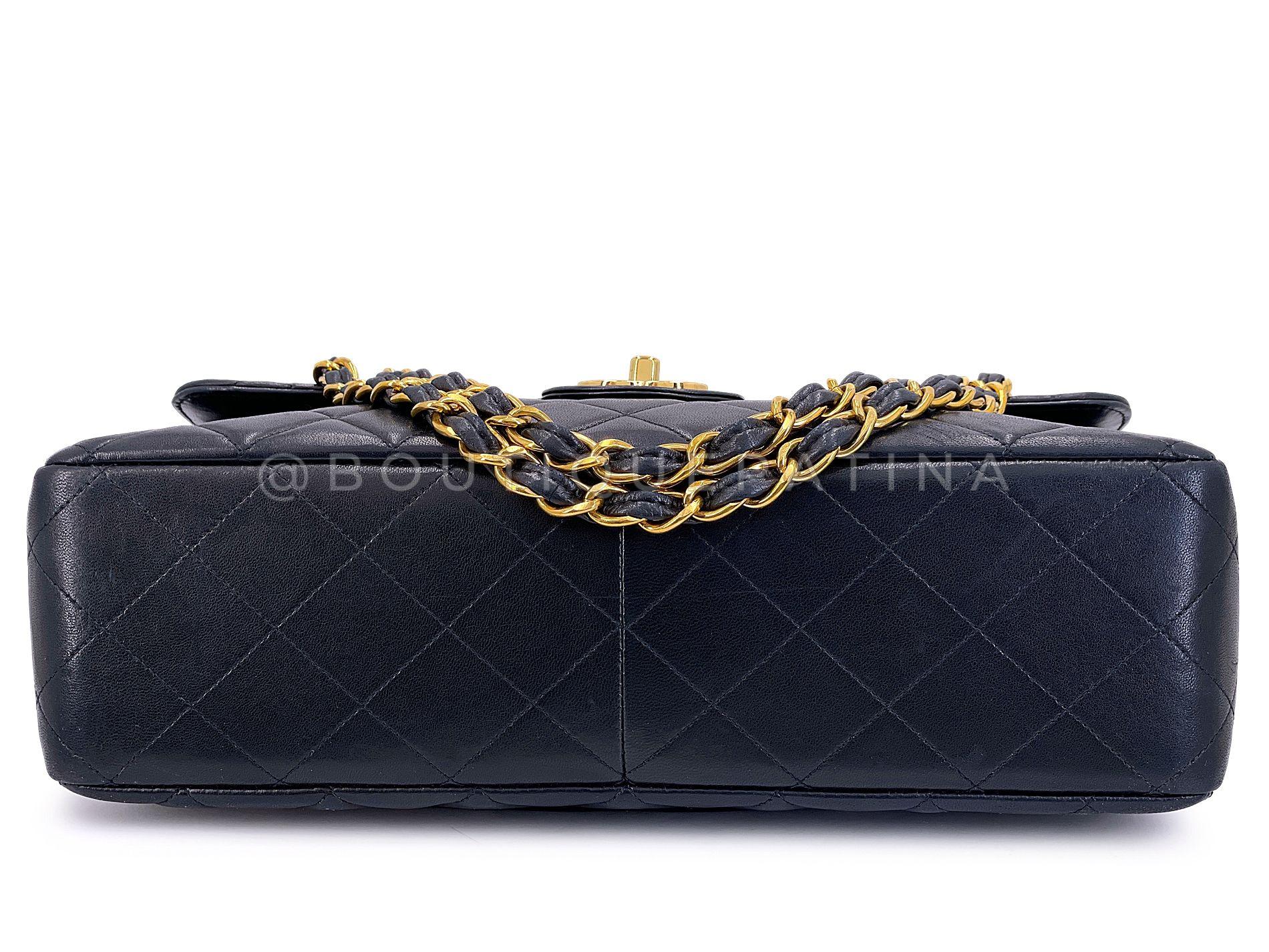 Chanel Black Vintage Jumbo Classic Flap Bag 24k GHW Lambskin 68100 2