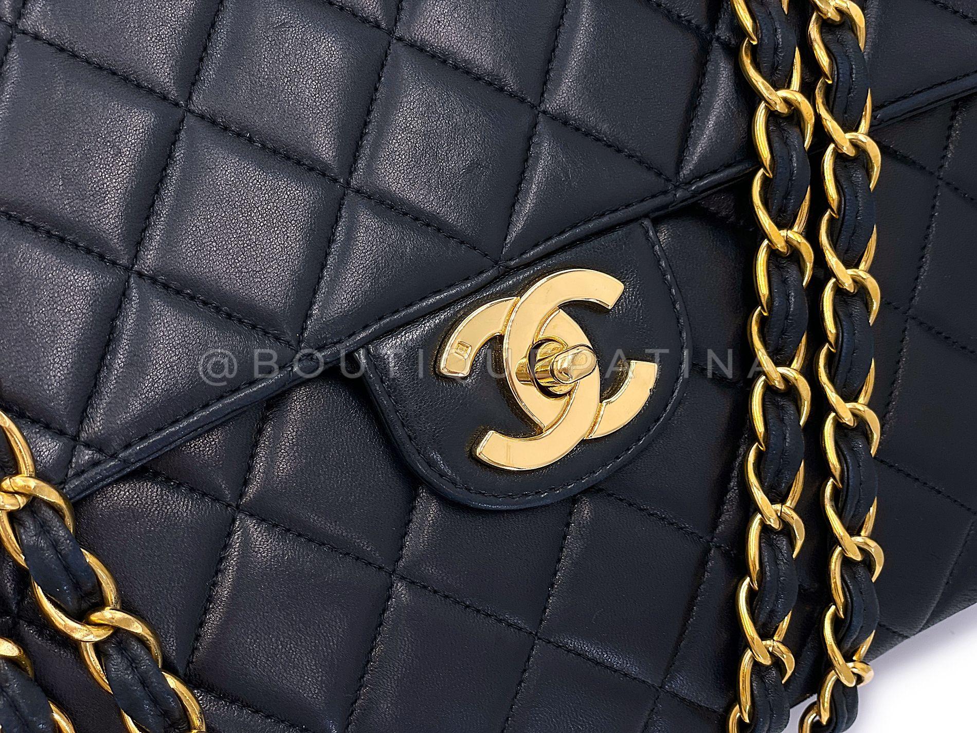 Chanel Black Vintage Jumbo Classic Flap Bag 24k GHW Lambskin 68100 4