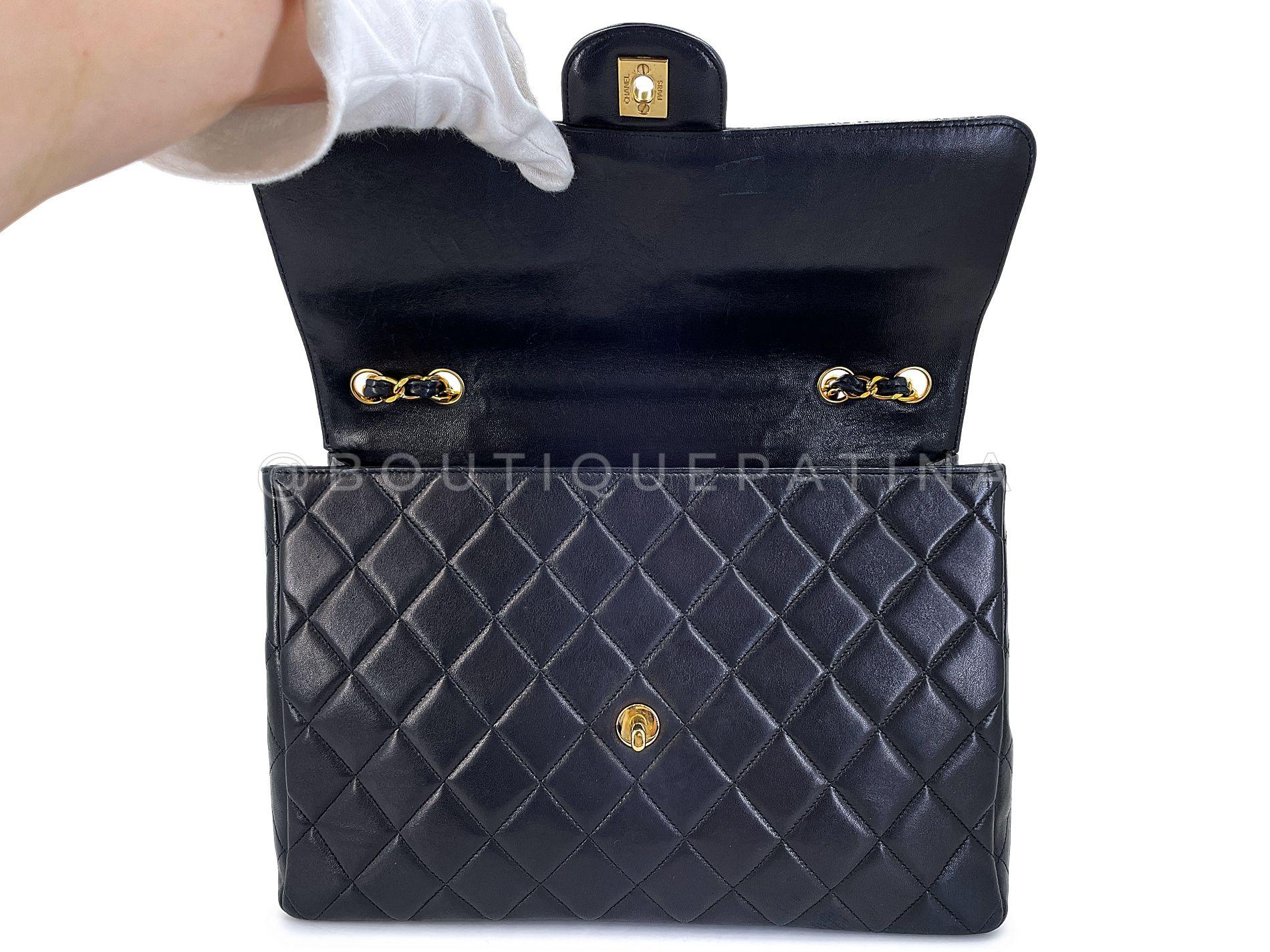 Chanel Black Vintage Jumbo Classic Flap Bag 24k GHW Lambskin 68100 5