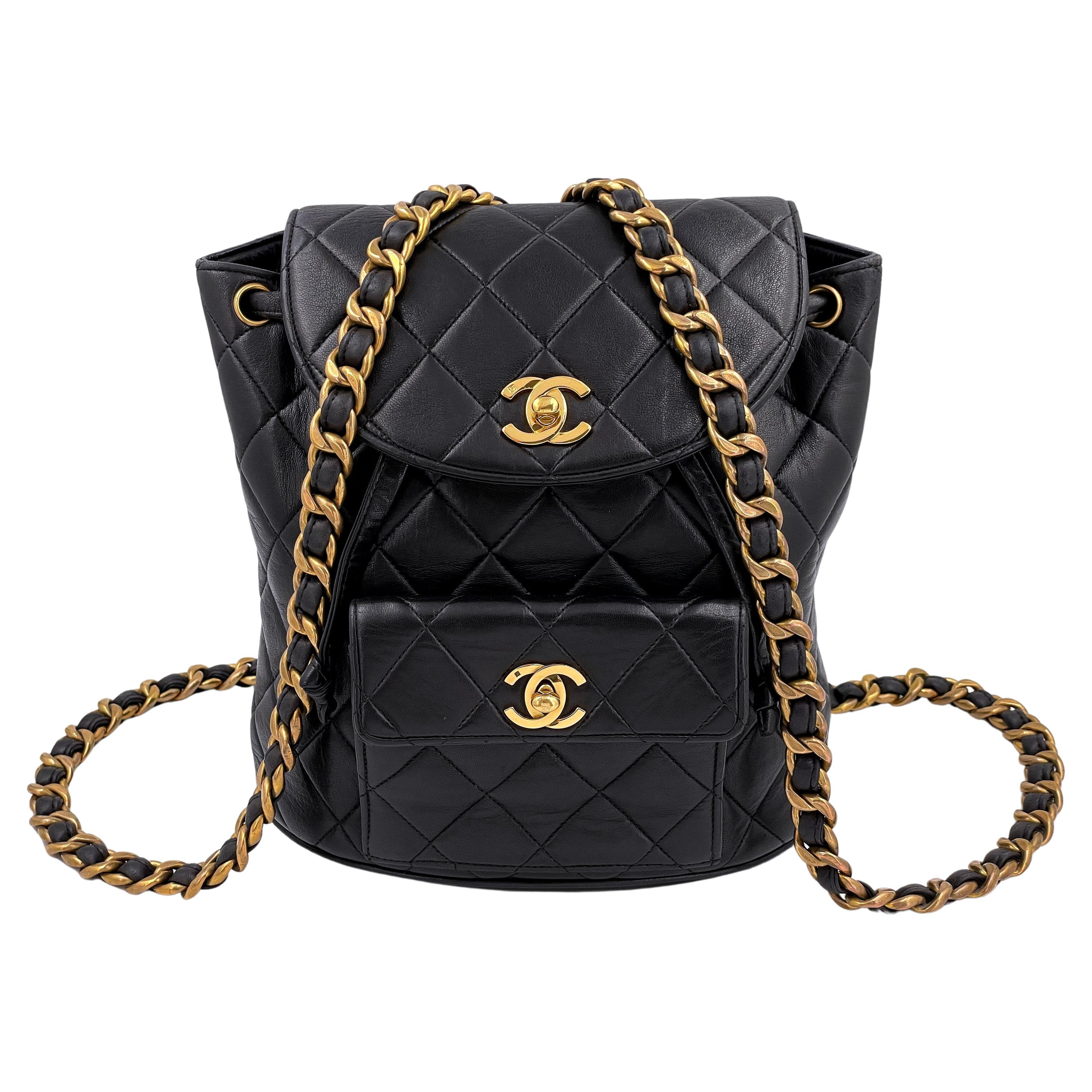 Chanel Black Vintage Lambskin Duma Backpack Bag 24k GHW 65340
