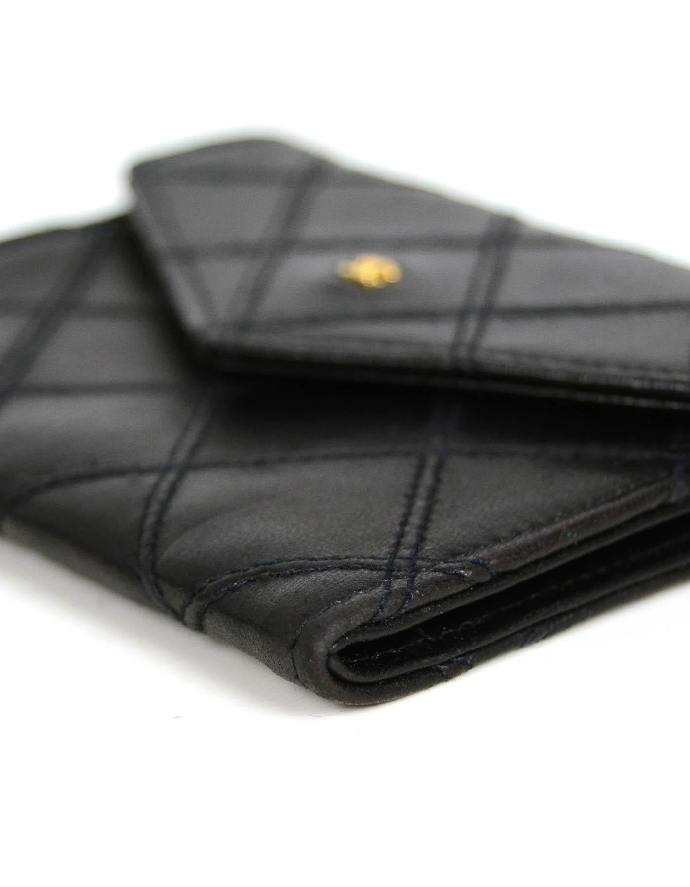 Chanel Black Vintage Lambskin Leather Quilted Card Case Wallet In Excellent Condition In New York, NY