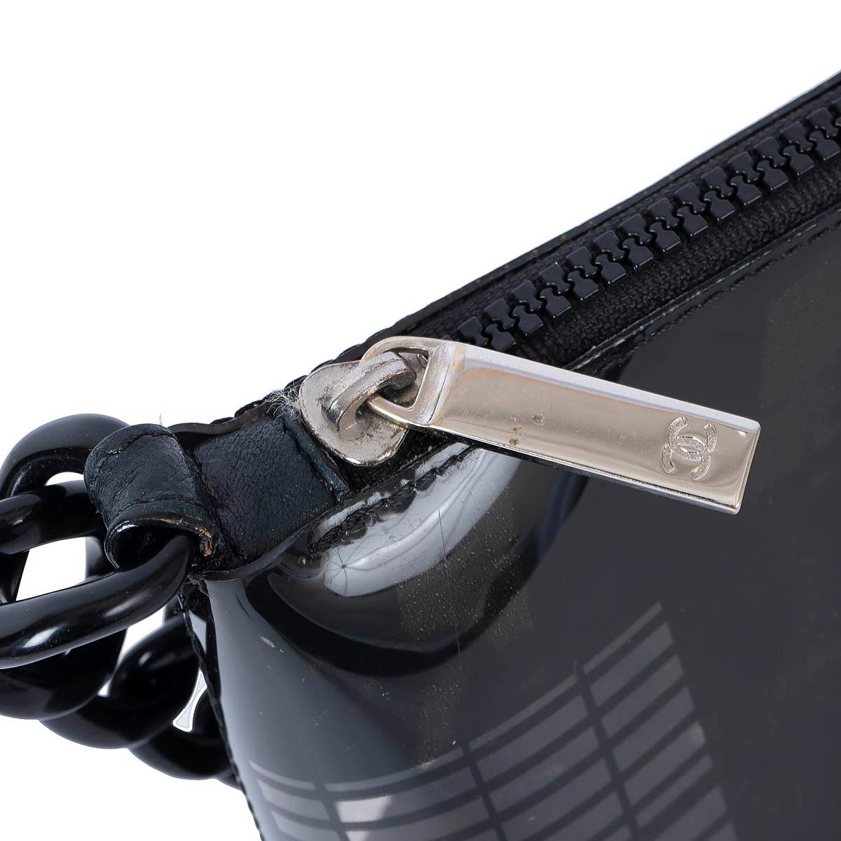 CHANEL black vinyl 2003 03P COCO WINDOW POCHETTE Bag For Sale 2