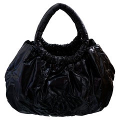 Chanel Black Vinyl CC Ring Hobo Bag