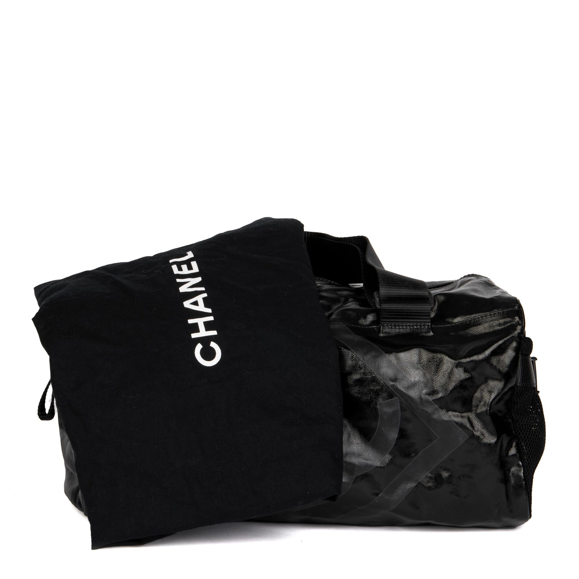 CHANEL Black Vinyl & Mesh Sports Line Duffle Bag For Sale 5