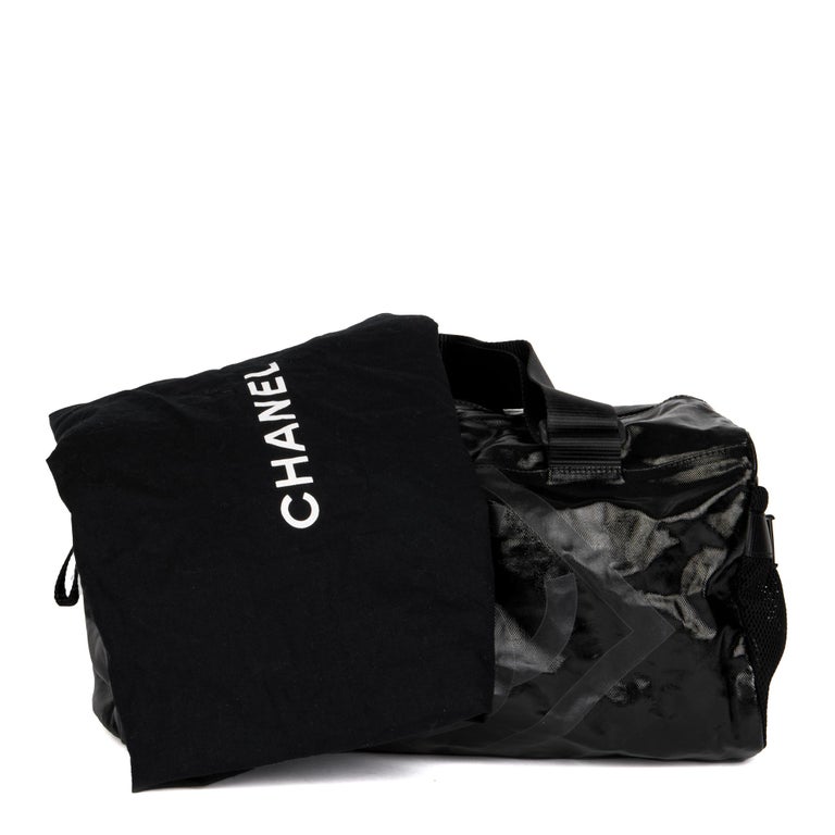 CHANEL Black Vinyl & Mesh Sports Line Duffle Bag For Sale 8