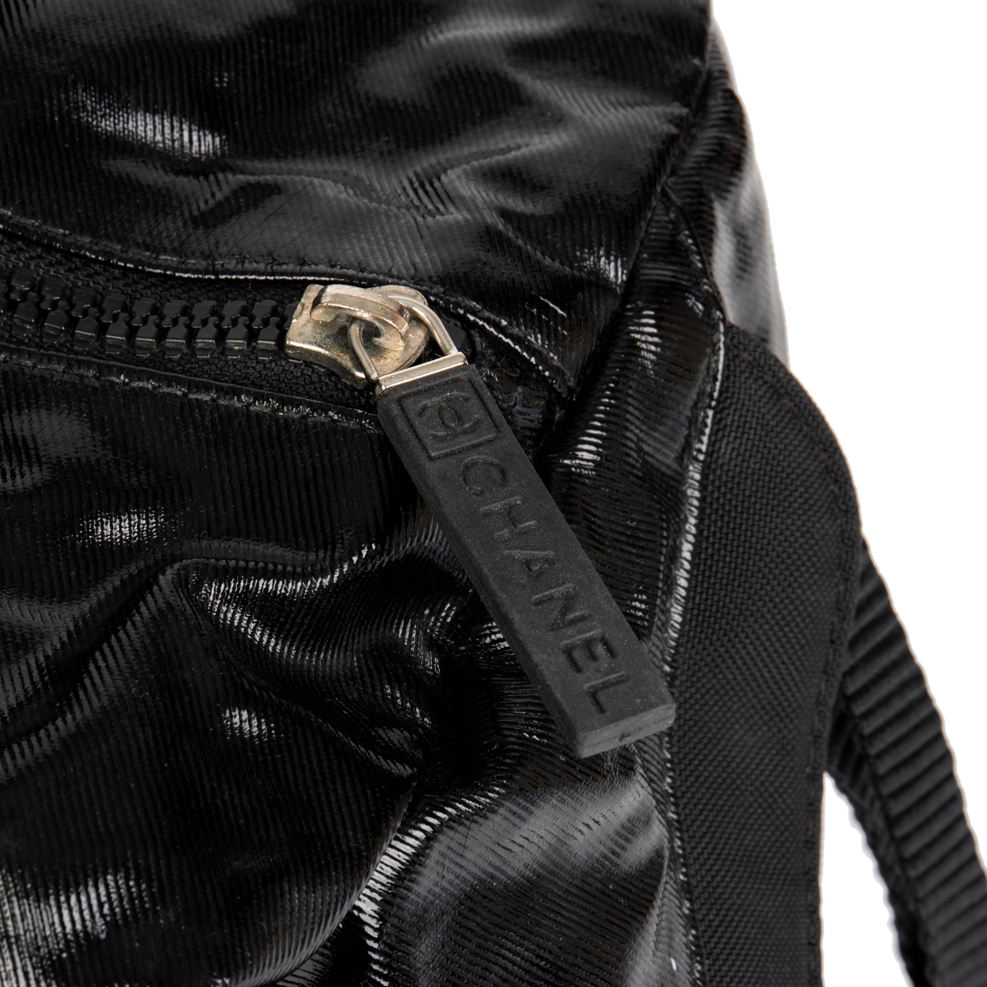 CHANEL Black Vinyl & Mesh Sports Line Duffle Bag For Sale 4