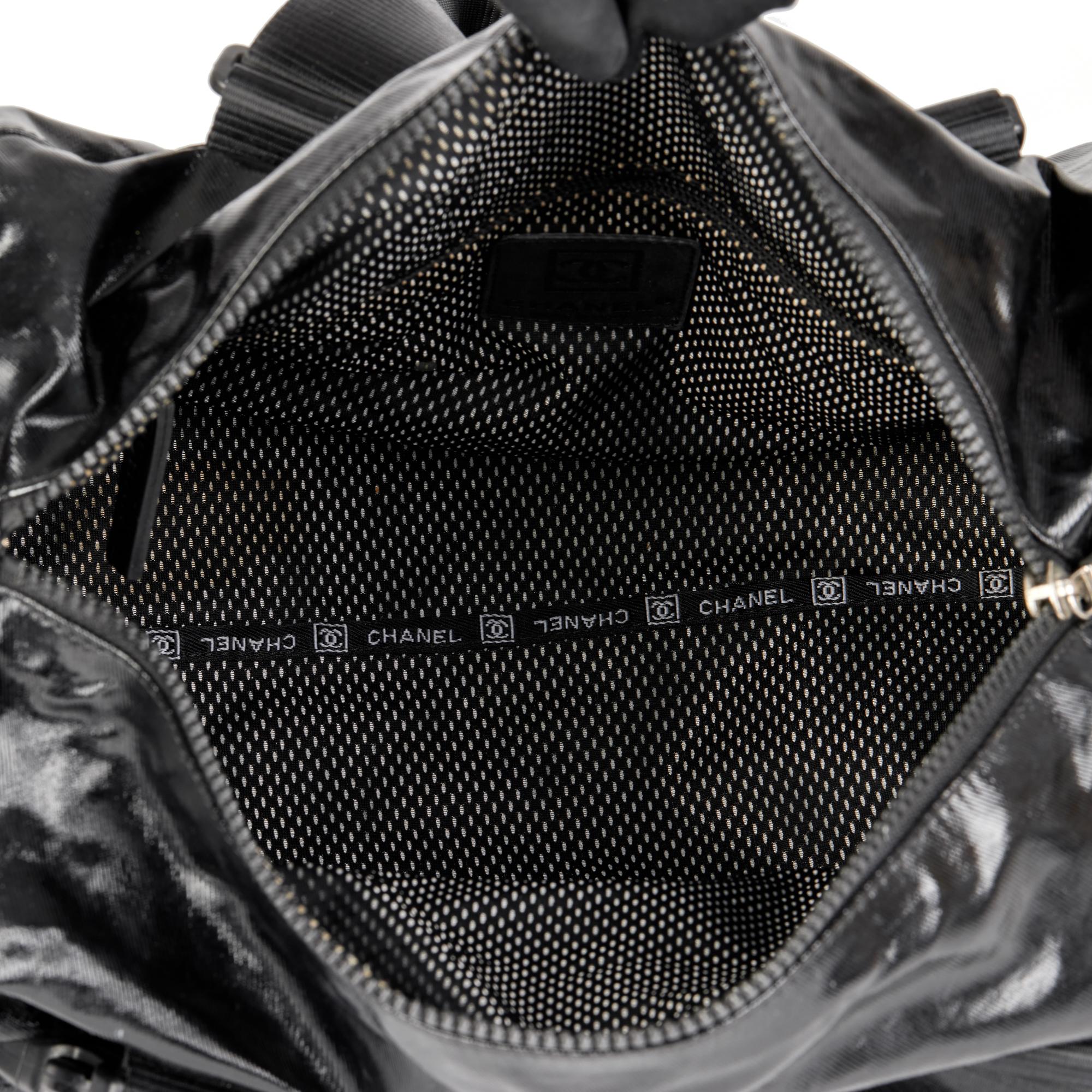 CHANEL Black Vinyl & Mesh Sports Line Duffle Bag For Sale 5