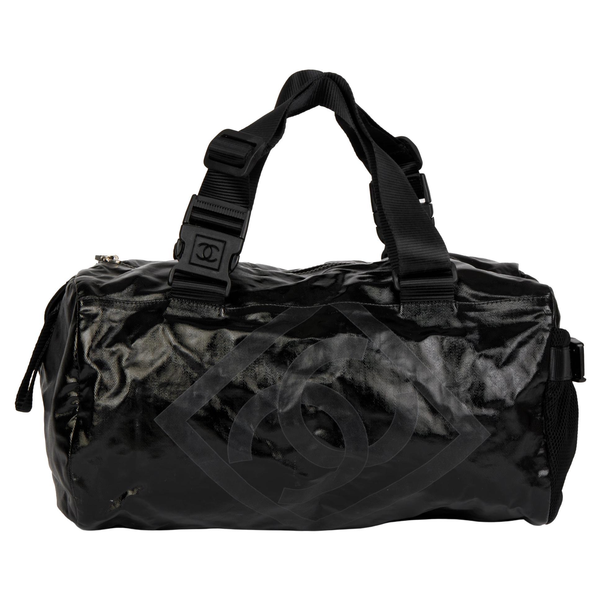 CHANEL Black Vinyl & Mesh Sports Line Duffle Bag