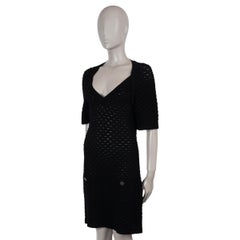 CHANEL black viscose 15C DUBAI TEXTURED KNIT MINI Dress 40 M