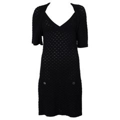 CHANEL black viscose 15C DUBAI TEXTURED KNIT MINI Dress 40 M