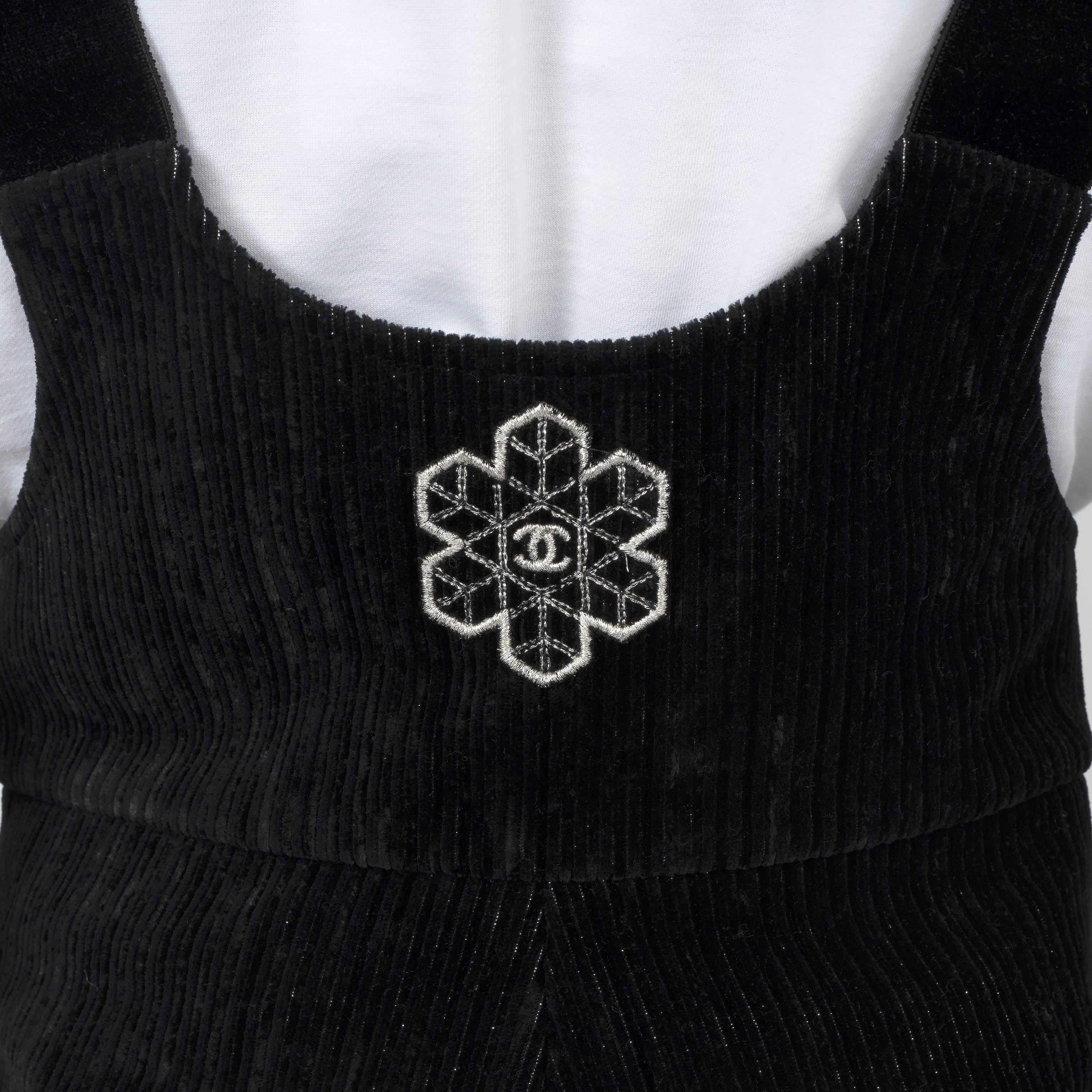 CHANEL Combinaison noire en viscose 19N COCO NEIGE CORDUROY OVERALL 38 S 1