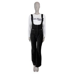CHANEL black viscose 19N COCO NEIGE CORDUROY OVERALL Jumpsuit 38 S