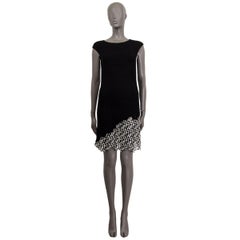 CHANEL black viscose 2011 11P ASYMMETRIC PANELED KNIT Dress 38 S